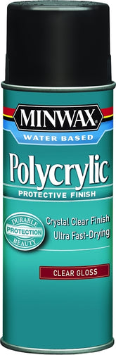 Minwax Polycrylic 35555000 Protective Finish Paint, Gloss, Liquid, Crystal Clear, 11.5 oz, Aerosol Can